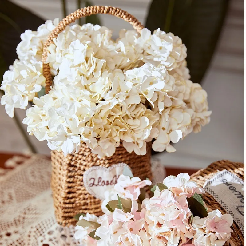 Hydrangea Artificial White Flowers High Quality Retro Table Centerpieces Wedding Props decoration Room Balcony DIY Bouquet Decor