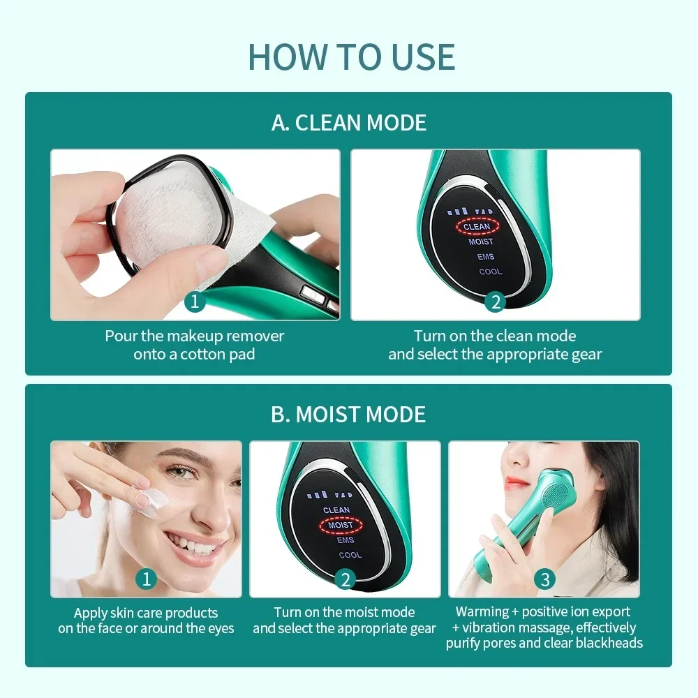 EMS Facial Aquecimento e Massageador De Refrigeração, Tratamento Quente e Frio, Levantamento Da Pele, LED Photon, Calma, Encolher Poros, Remover Edema, Refrigerador De Gelo