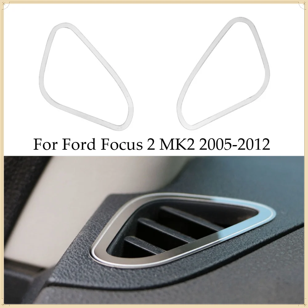 Capa de Ventilação de Ar Condicionado em Aço Inoxidável para Ford Focus 2 MK2 2005-2012, 2 peças, Acessórios de Interior
