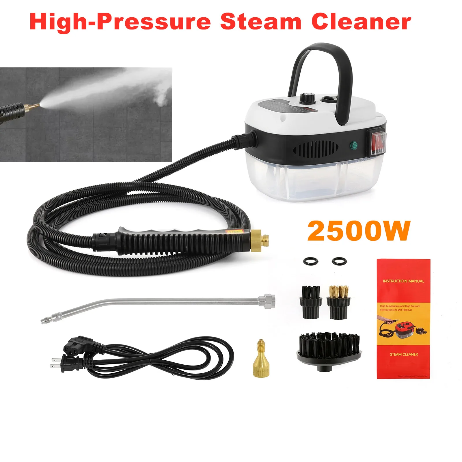 2500W High-Pressure Steam Cleaner Machine Handheld Power Steam Cleaner Multifunctional Steam Cleaner for Kitchen Car Furniture