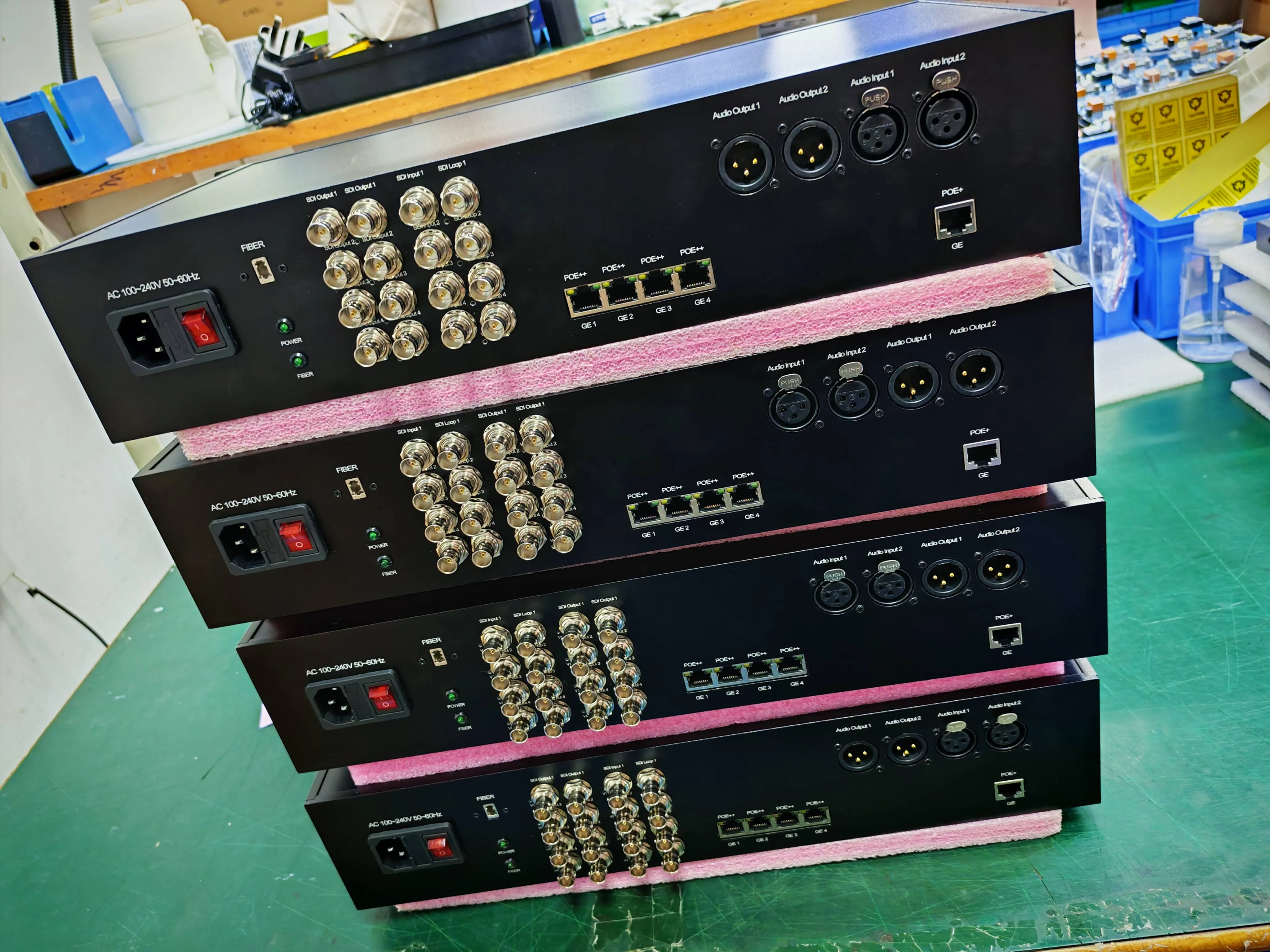 Customized 2RU 4x Bidirectional 12G SDI Fiber Transmission System with POE++/POE+
