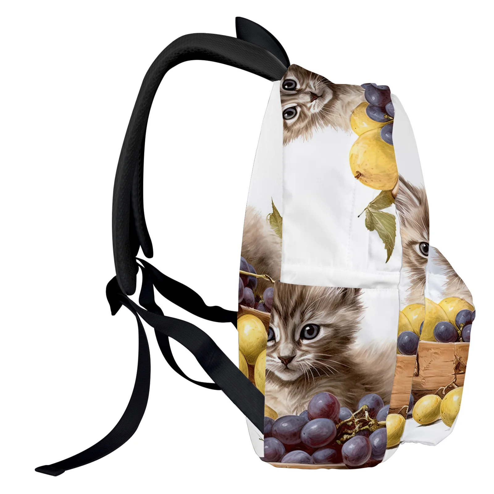 Kitten Fruit Grapes Women Man Backpacks Waterproof Multi-Pocket School Backpack For Student Boys Girls Laptop Book Pack Mochilas