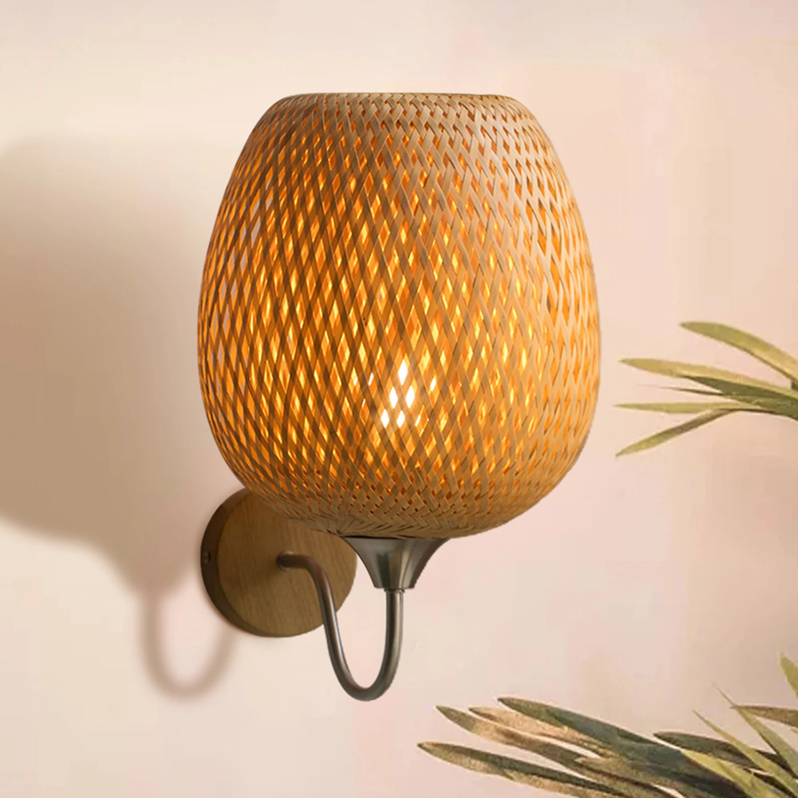 

Rattan Bamboo Wall Sconce Light Fixture Vintage Wall Lamp Lighting Bedside Retro Lamp Industrial Decor Dining Room Bedroom