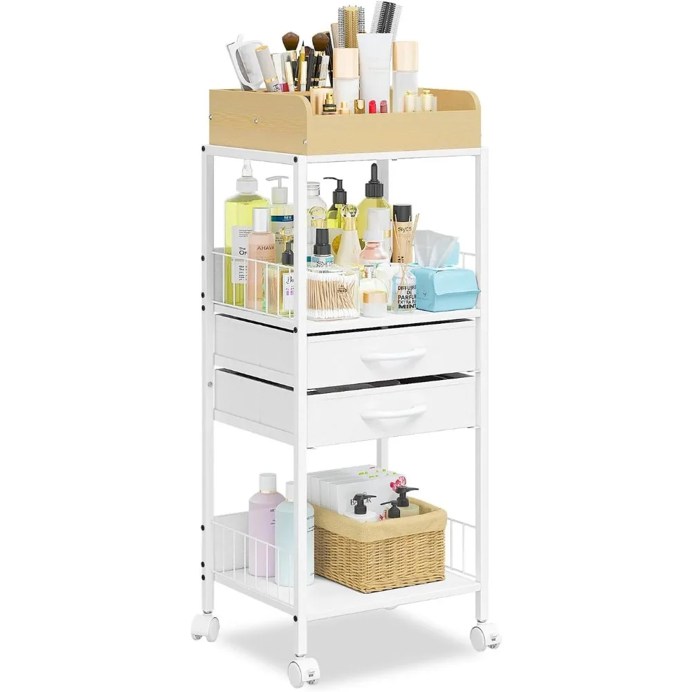 Rolling Bathroom Makeup Storage and Storage, Makeup Storage Storage Display Nail Polish Perfume Brush