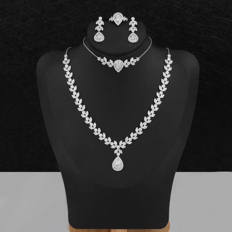 

JEWEL Hot Sale Products Fashion Small 4 PCS Jewelry Set Necklace Earrings Ring Cubic Zirconia Romantic Bridal Wedding Jewellery