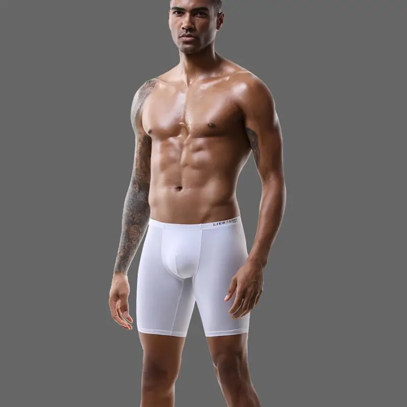 

Men's Ice Silk Double Layer Flat Leg Pants Underwear Comfortable Breathable Sporty Boxer Briefs Color Home Clothes