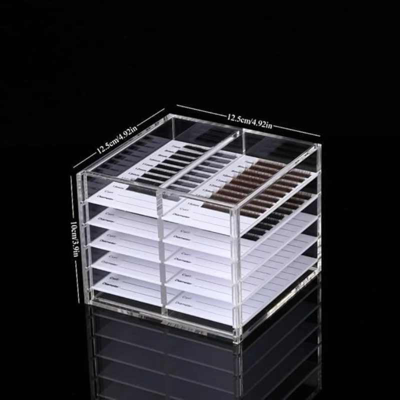 10 Layers Acrylic Eyelash Storage Organizer, Cosmetic Makeup Container Box, Clear Case Cabinet Display Used for Eyelash Storage