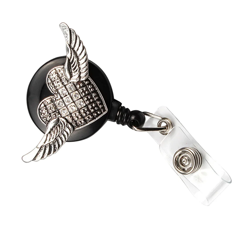 

Wing Shaped Badge Reel ID Buckle Lanyard Clip Retractable Cord Office Use Material Easy Pull Telescopic Buckle Document