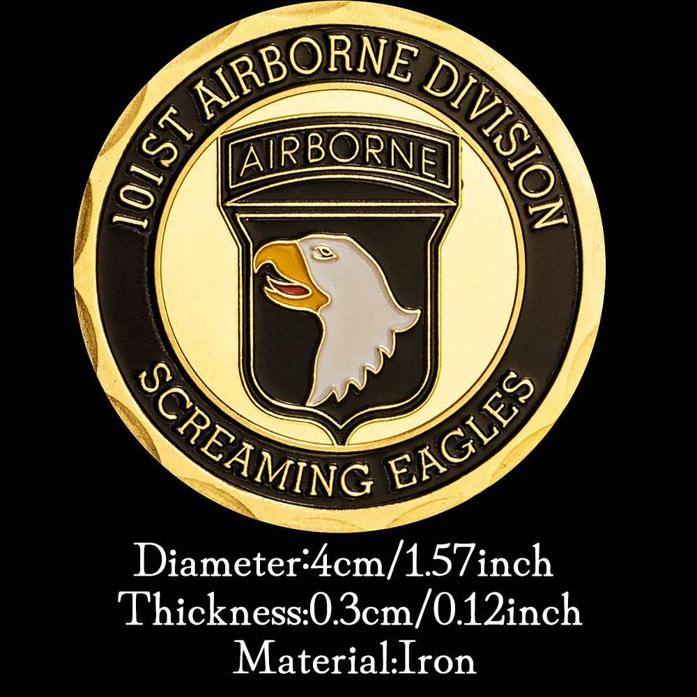 United States Army 101st Airborne Division Souvenir Coin Screaming Eagle Gold Plated Challenge Coin Commemorative Coins