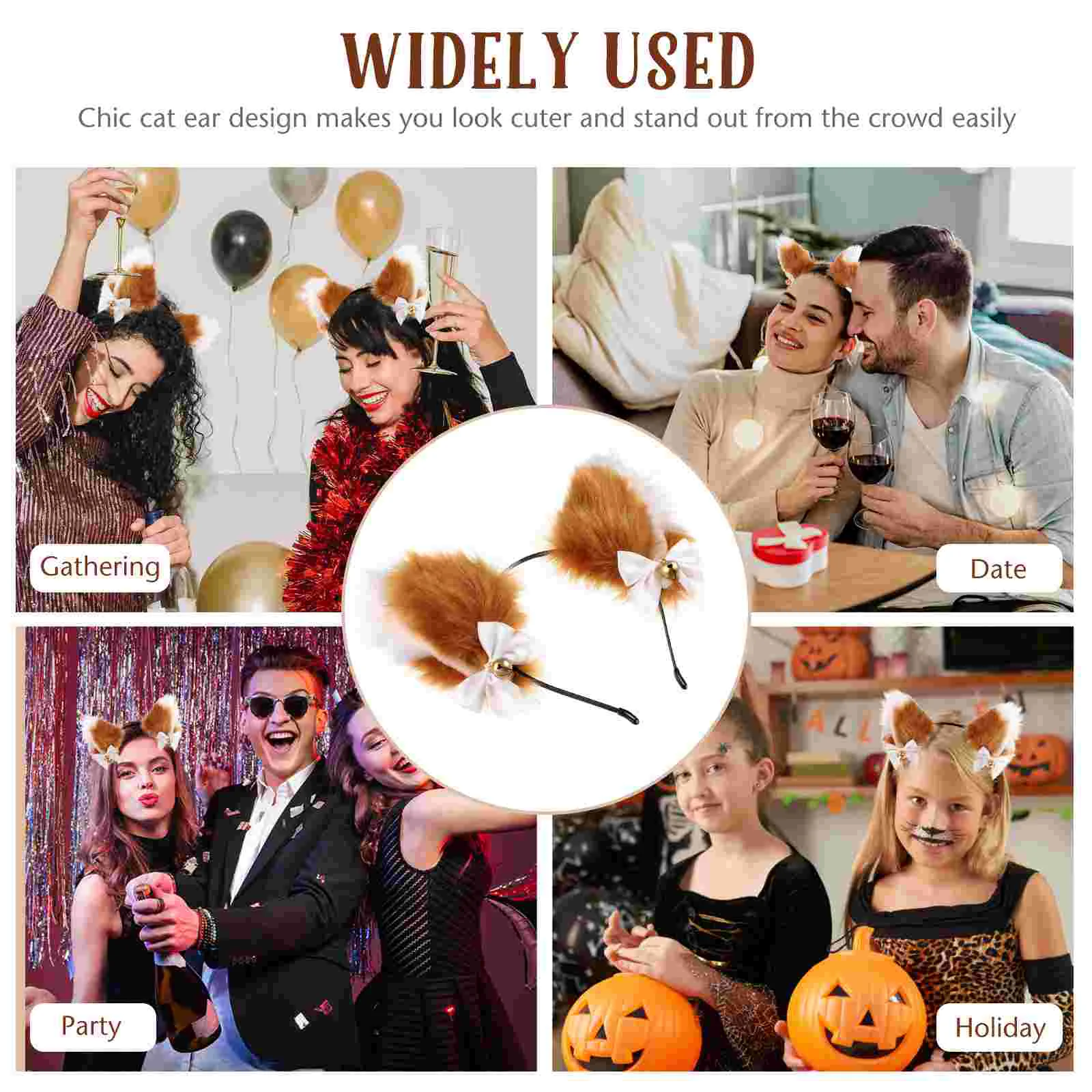 Cat Ear Bell Headband Ears Kids Animal Headbands Cosplay Accessories Hair Faux Fur Girl