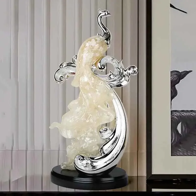Decoración de Habitación, Escultura de Pavo Real, Adornos Nórdicos, Estatua Artística, Artesanía Creativa de Resina, Fénix, Deco