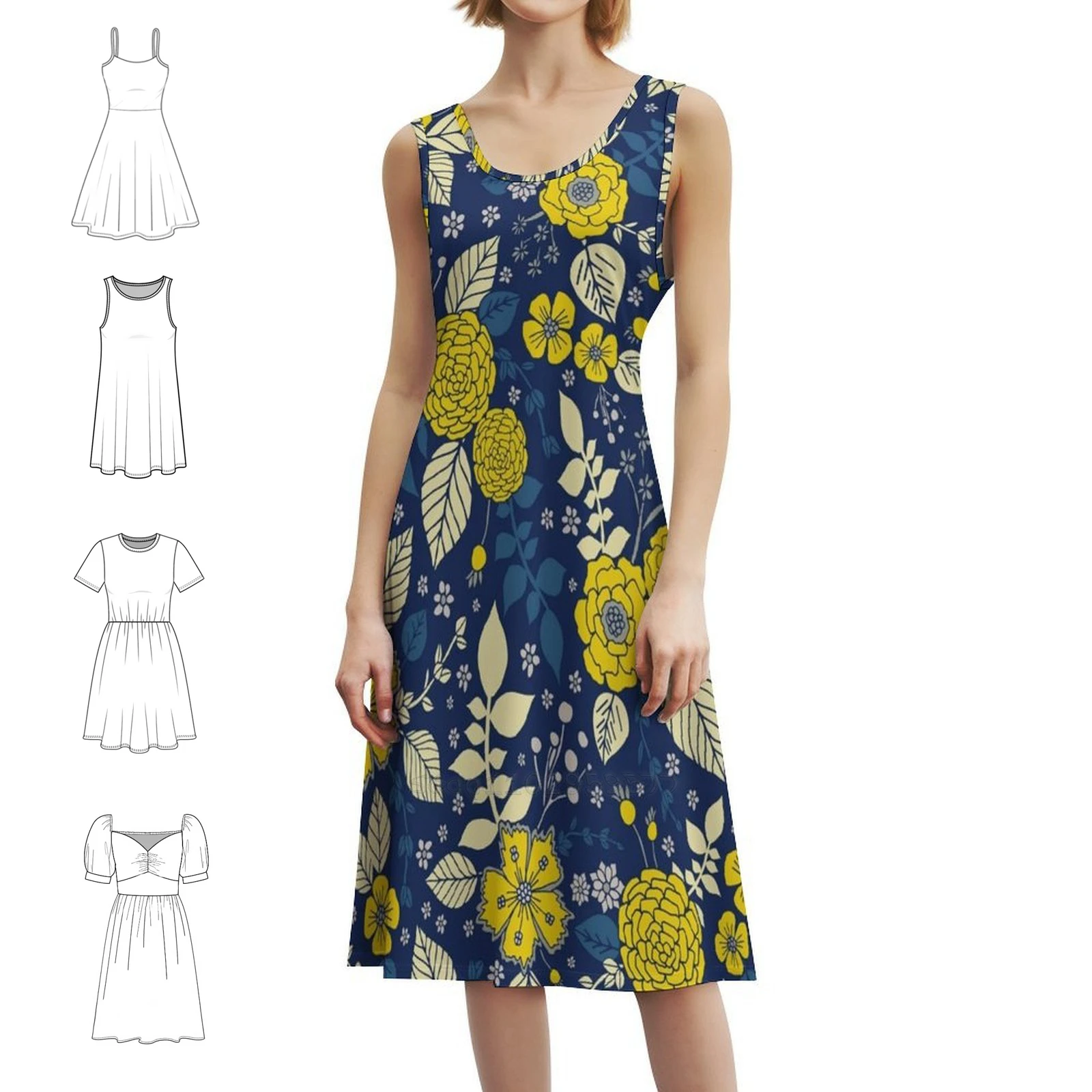 

Ярко-желтое и синее сексуальное платье с цветочным принтом и яркими цветами для женщин, мини-платье для пляжной вечеринки, дня рождения, желтые цветы