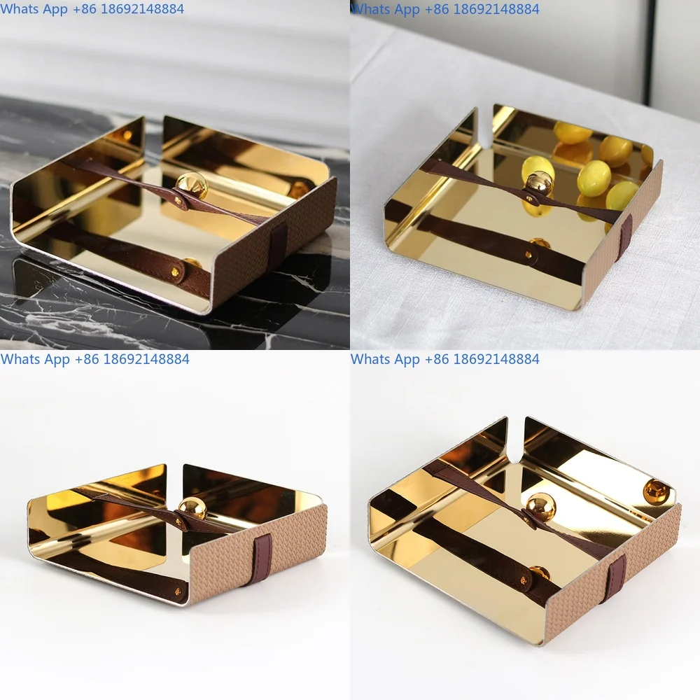 

Square leather tissue holder decorative piece for hotel villa dining room modern luxury style