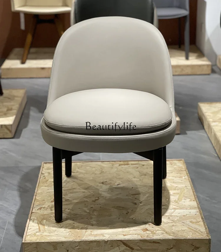 

XX39Italian Minimalist Solid Wood Leather Backrest Commercial Designer Restaurant Chair Makeup Stool