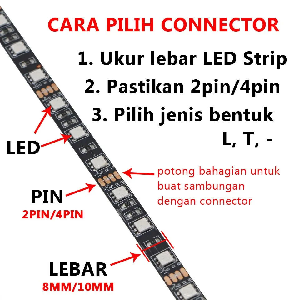 5Pcs 2Pin 3Pin 4Pin 8mm 10mm For 3528 5050 LED Strip Connector Clip-on Coupler Solderless Free Welding Corner PCB T L Connector