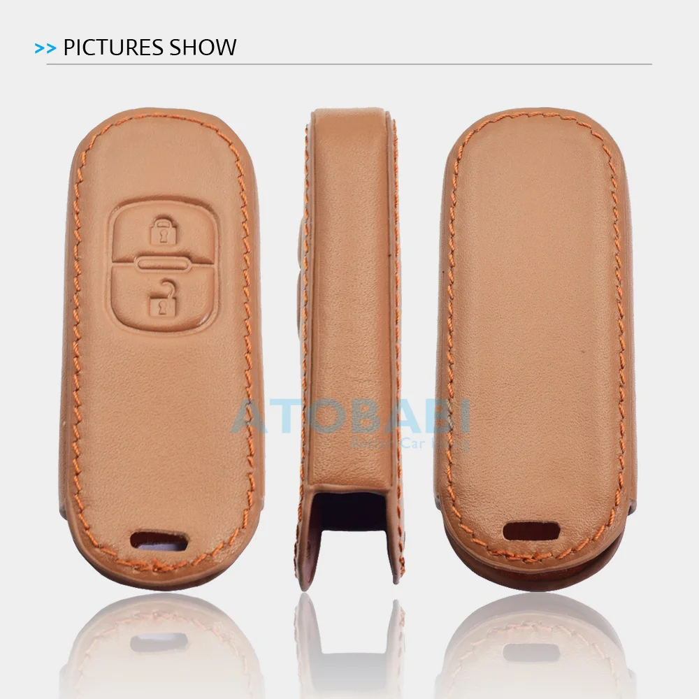 Leder Autoschlüsselhüllen für Mazda 2 3 5 6 CX5 CX7 CX9 Miata MX5 Axela Atenza Schlüsselanhänger Schutztasche Smart Remote Fobs Shell Cover – Detail 7