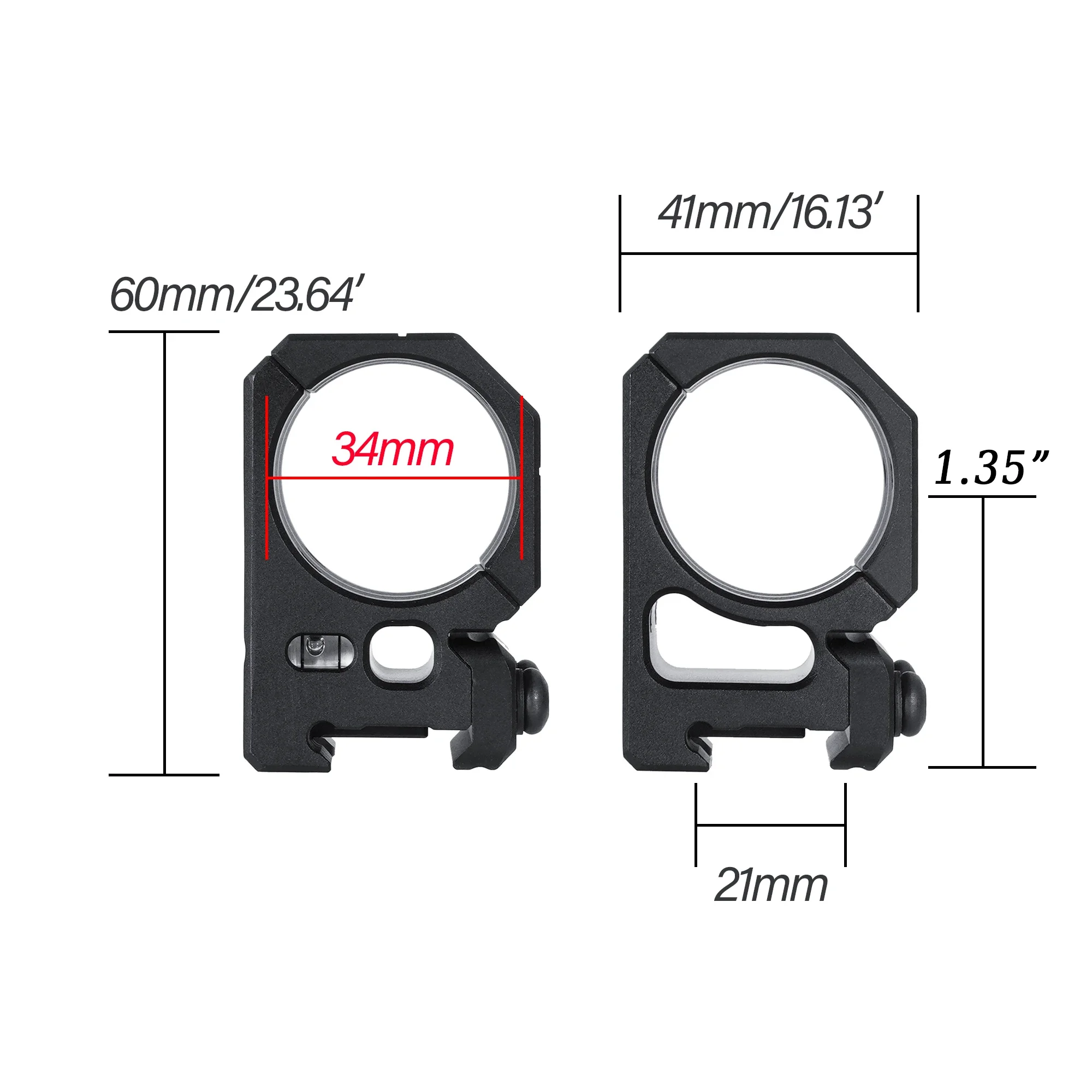 Neue Taktische Geteilte Zielfernrohrmontage 1,35 Zoll 34mm SP SR-4006 Aluminium-Montage Ohne Versatz Mit Kostenlosem Optik-Nivellierer – Detail 7