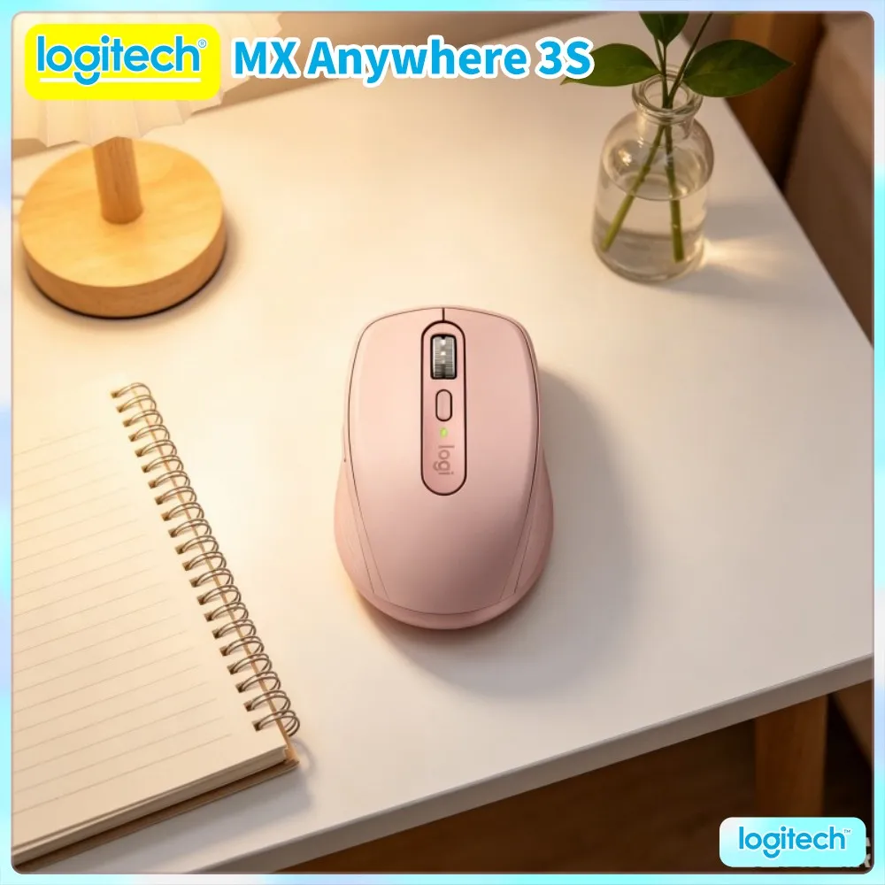 Ergonomic Logitech MX Anywhere 3S Wireless Mouse - 8K DPI, Magspeed Wheel, Anti-Slip Grip, Ideal For Train Trip & Home Office