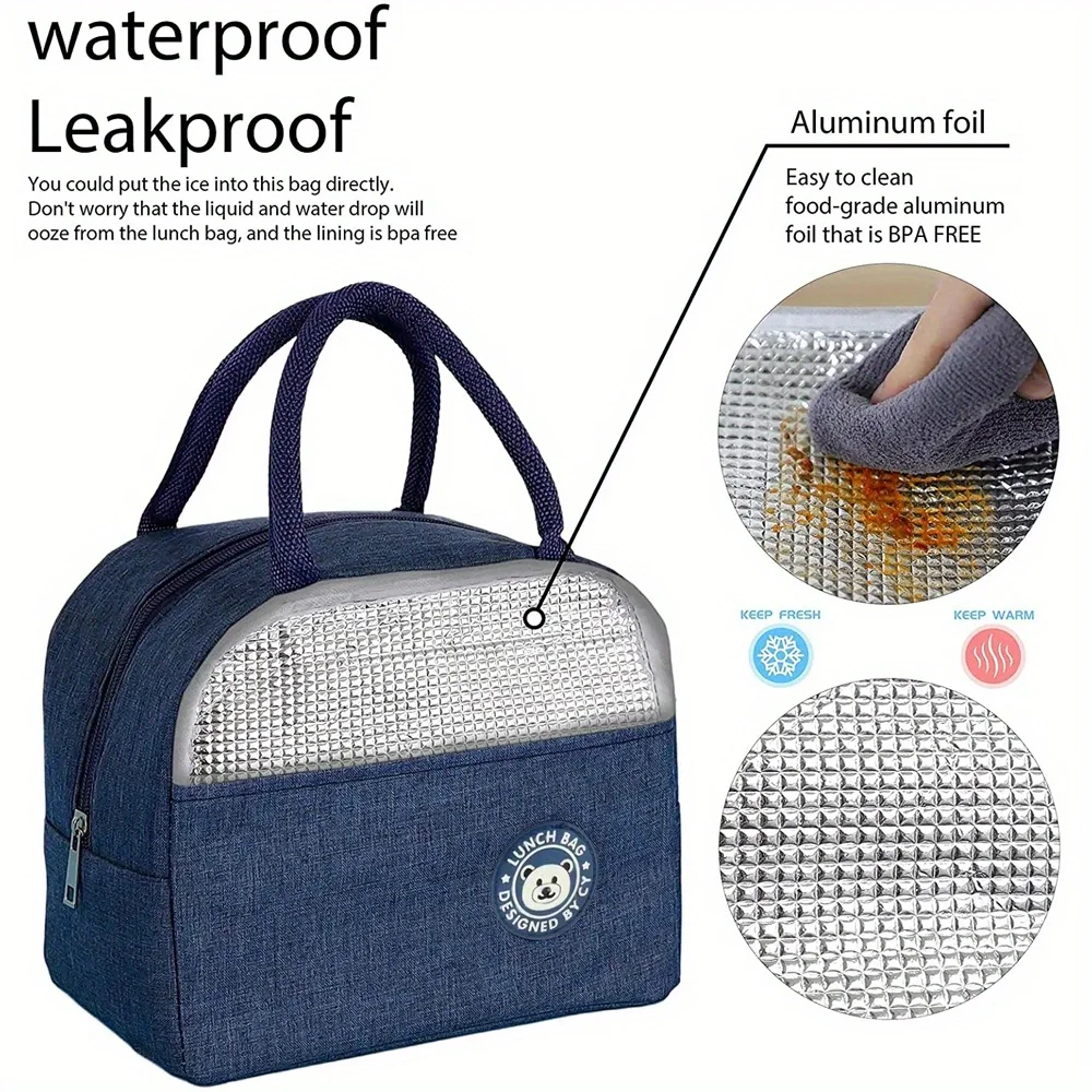 Customized Insulated Lunch Bag Aluminum Foil Bento Bag Women's Handbag Personalized Letter Pattern Insulated Lunch Box Portable
