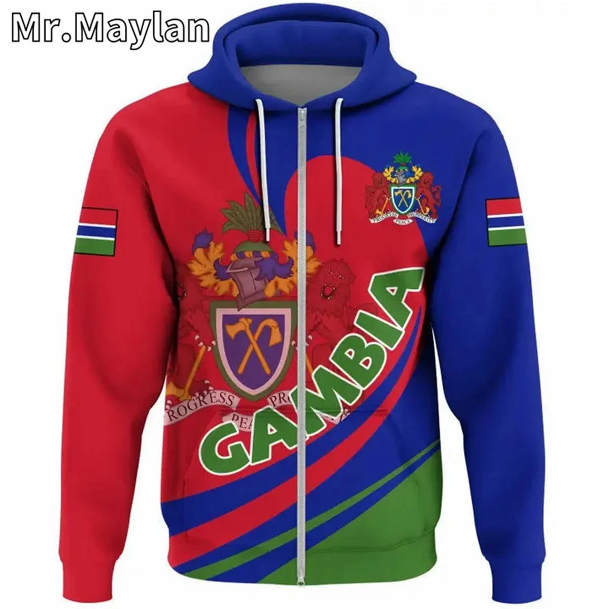 AFRICAN HOODIE Country GAMBIA Flag 3D Printed Unisex Hoodies Men/Women Streetwear Zip Pullover Casual Jacket Tracksuits W-12366