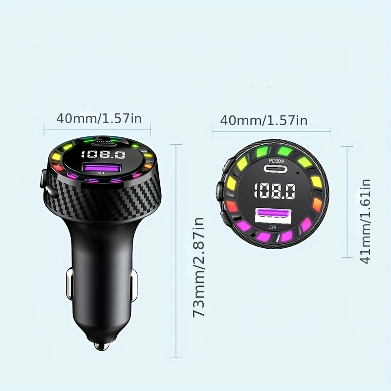 

BT-5.3 FM-беспроводной передатчик, обновленная версия автомобиля, QC3.0 и светодиодный цветной беспроводной FM-радио адаптер Музыкальный плеер/автомобильный комплект, поддержка