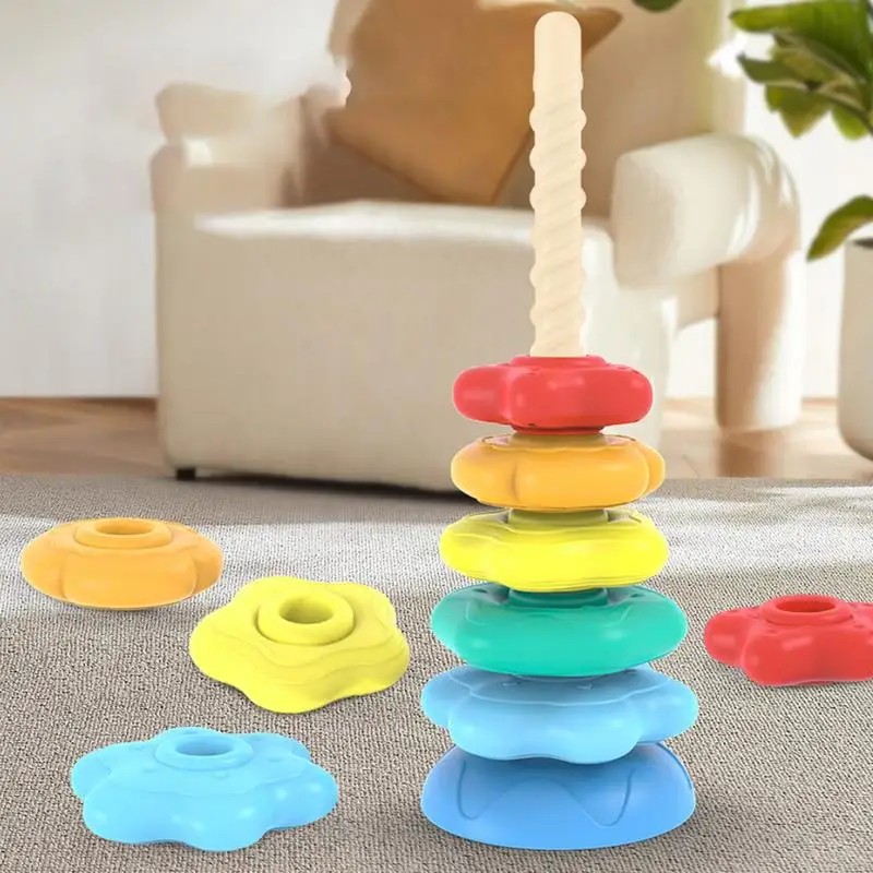 Rainbow Stacking Toys Ring Stacker Interactive Toy Educational And Interactive Learning Stack Toys For Kids Girls Boys Friends