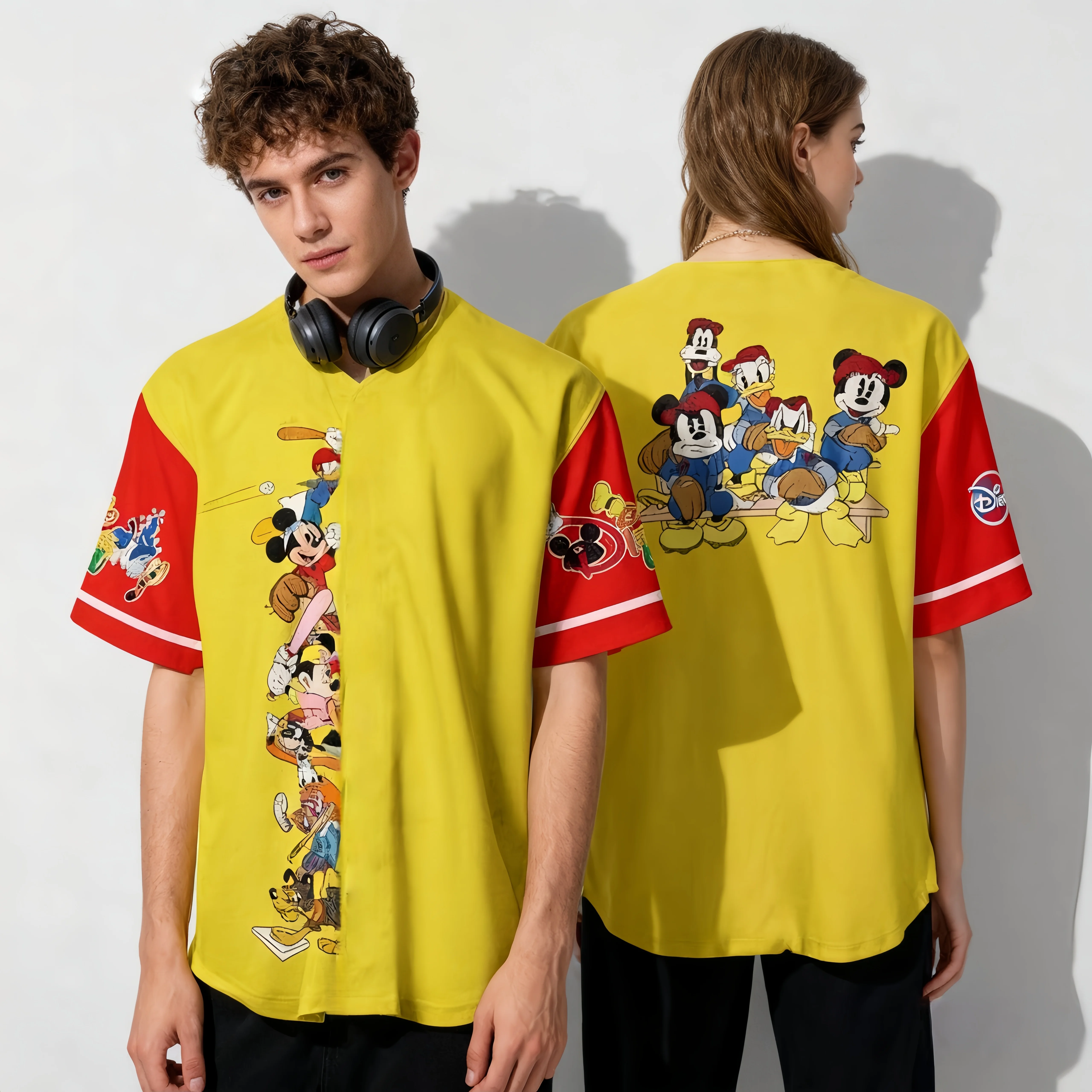 

Summer Animated Movie Disney Series Princess Mickey Mouse Baseball Jersey Oversized Adult and Children's Parent-child Outfit