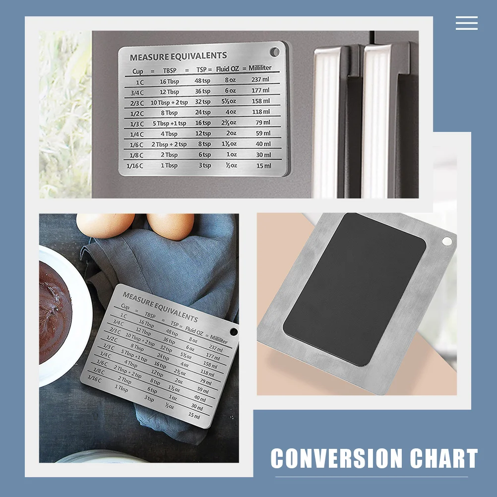 Magnets Unit: Conversion Tables Metric Chart Reusable Major Pasta Stainless Steel Silver Centimeter to Inch