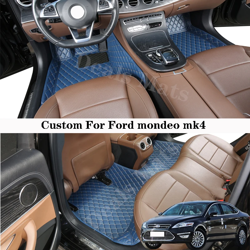 Car Floor Mats For Ford Mondeo Mk4 Leather For All Seasons Waterproof Rugs Custom Carpet Accessories
