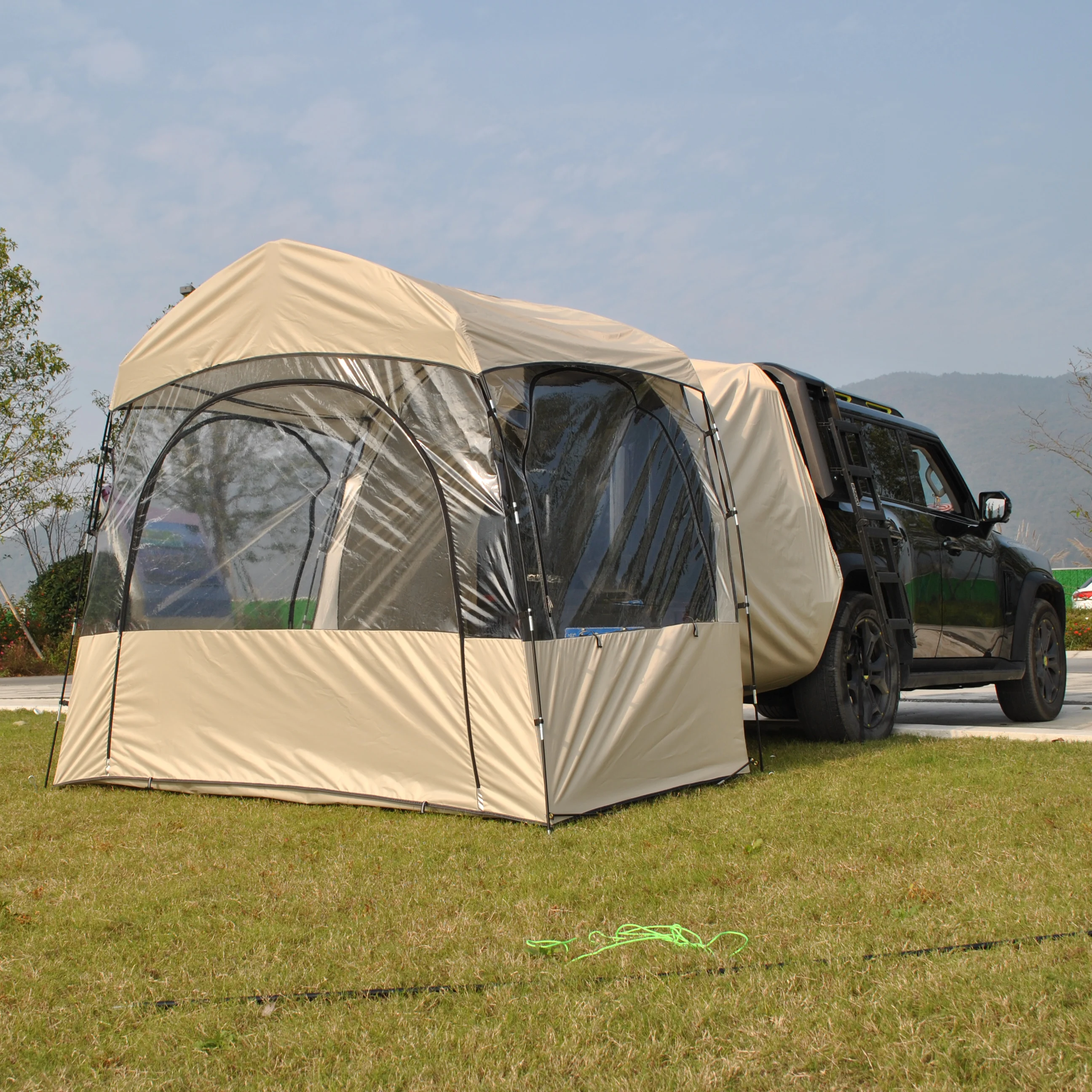 خيمة SUV خارجية تتسع لـ 3-4 أشخاص، خيمة سيارة فقاعية شفافة من مادة PVC بطول 6.8 أقدام، خيمة الباب الخلفي لسيارات الدفع الرباعي، خيمة خلفية شفافة لخيمة رياضية