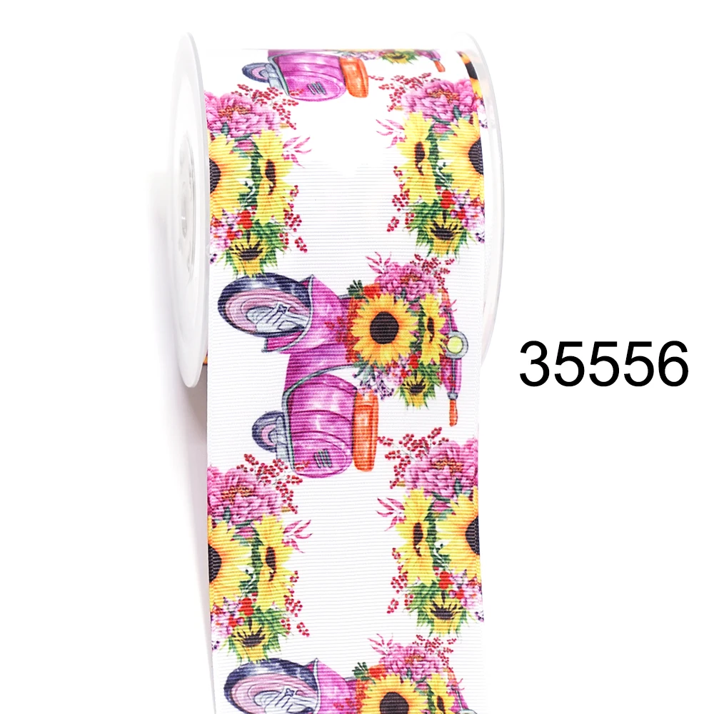 DIY Cartoon Flower Printed Grosgrain Ribbon For Craft Supplies Sewing Accessories 5 Yards. 35555