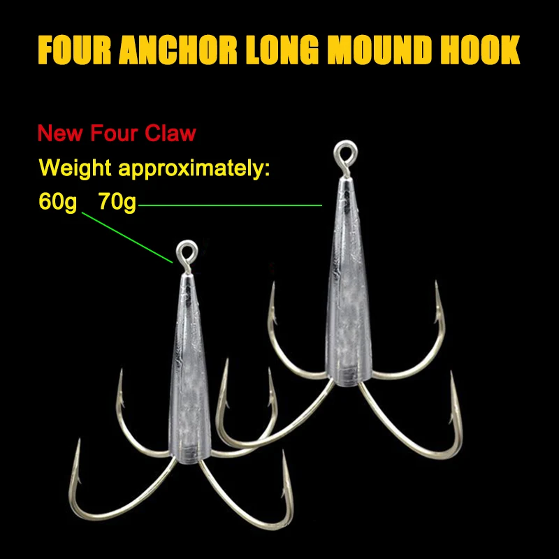 Fishhook Anti Rust Anchor Hooks Carbon Steel Fish Four Anchor Long Moundhook Barbed