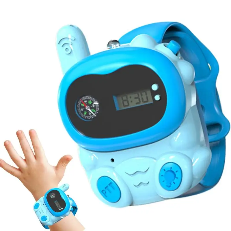 Walkie Talkie Watches For Kids 2X Cartoon Toddler Watches With LED Lights Remote Call Phone With Clock And Compass Interactive