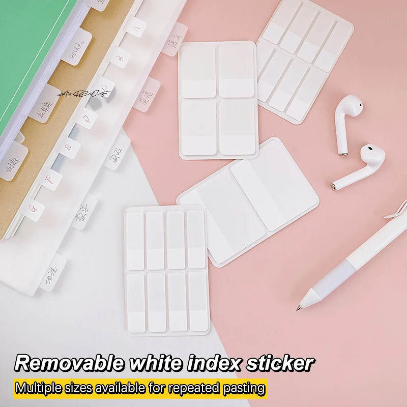 

Чистые белые матовые индексные наклейки, 40/80/160 страниц, прозрачная этикетка, липкие заметки «сделай сам», для офисных и школьных принадлежностей