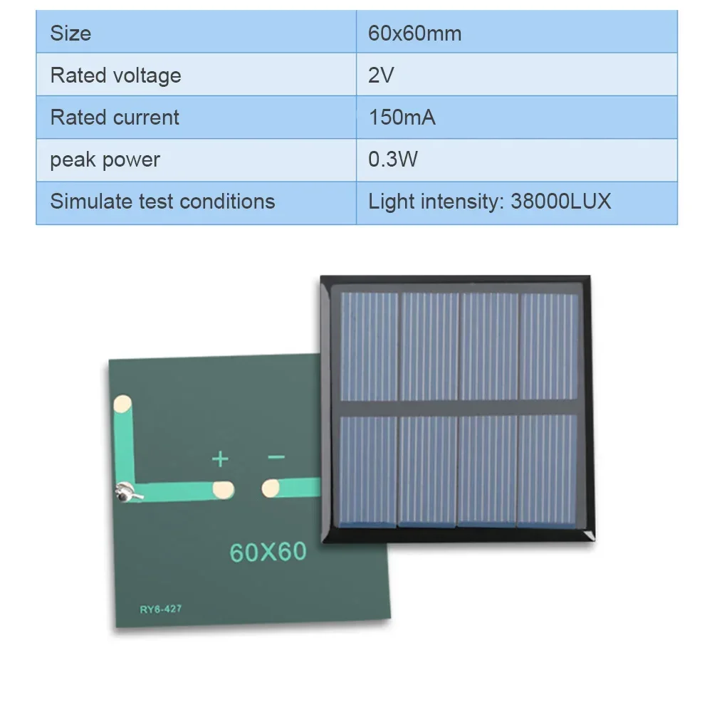 Solar Panel 2V 100mA Mono/polycrystalline Solar Panel /solar Cell Battery Module Epoxy Board Pet Power Generation Board