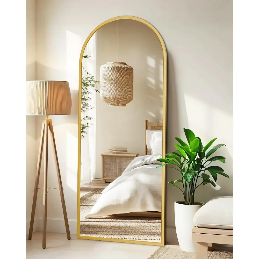 Floor Mirror Full Length - Arched Stand Mirror for Bedroom, Living Room, or Cloakroom - Large Wall Mirrors for Full Body Reflect