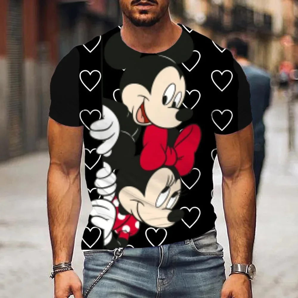 2024 Disney Mickey Mouse t-shirt con stampa 3d nuova t-shirt animazione Top Summer Street coppia genitore-figlio manica corta