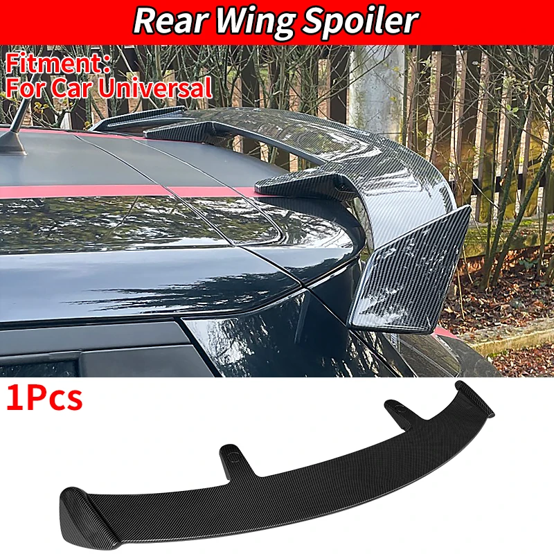 Car Rear Universal Spoiler Trim Carbon Fiber Look Tail Trunk Wing Luggage Compartment A3 A1 X5 Q5 Sports Adjustment Accessories