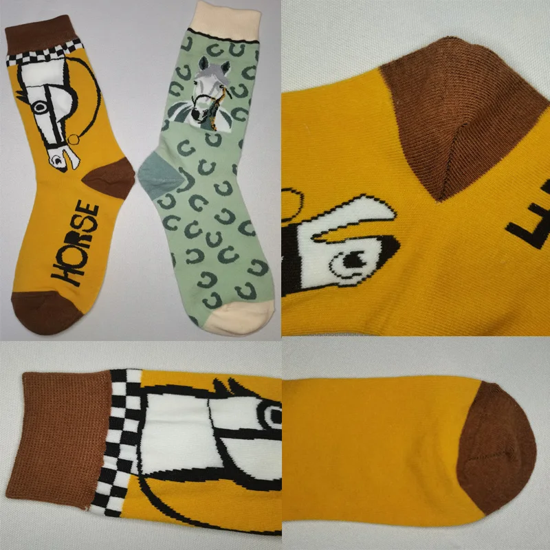 Chaussettes drôles japonaises et coréennes pour femmes, Harajuku Cartoon Horse Steed, Creative Streetwear, Fashion Happy Socks, Spring and Autumn