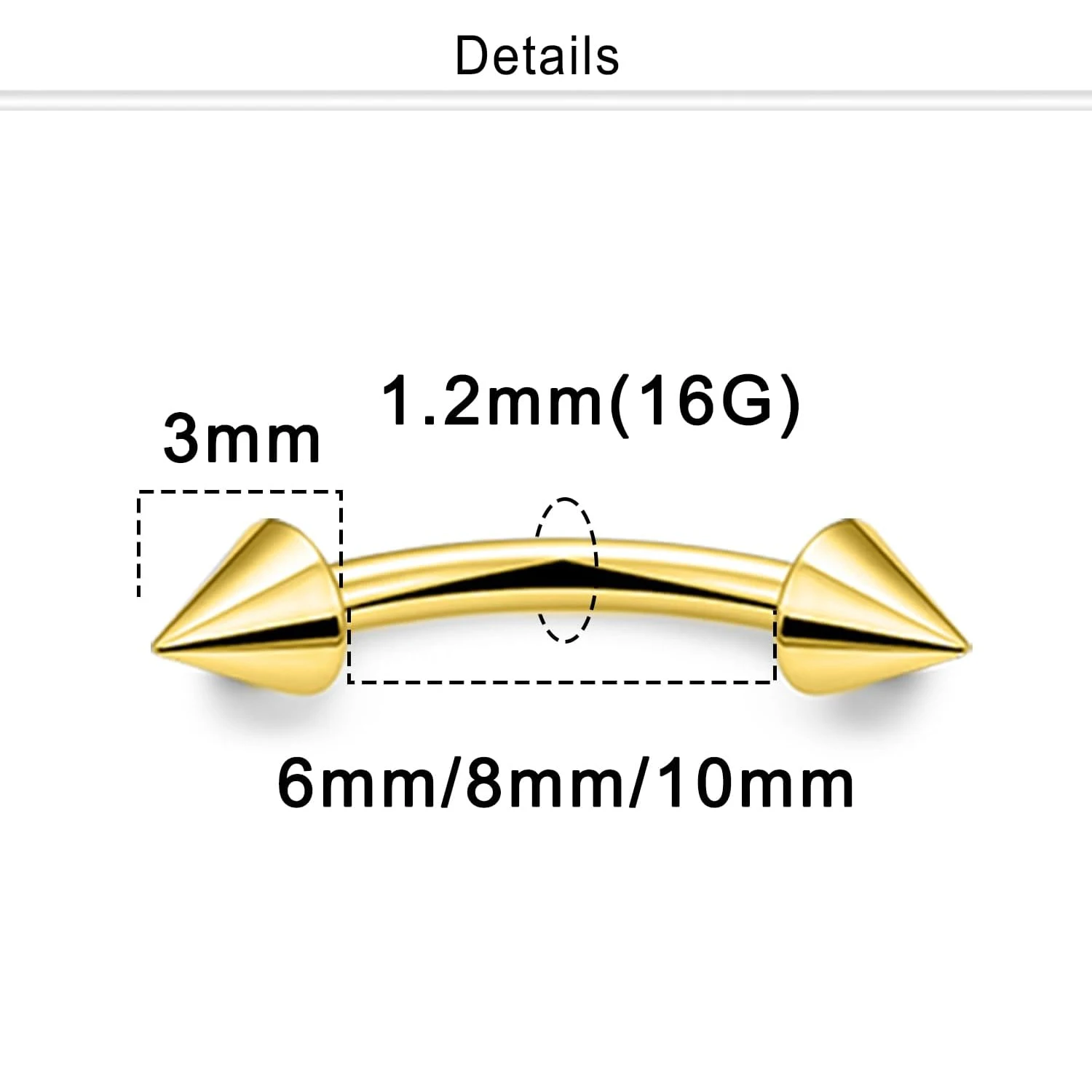 2pcs/12pcs Internally Threaded Titanium Curved Barbell Eyebrow Stud Lip Jewelry Ear Rook Small Navel Ring for Women Men 16g