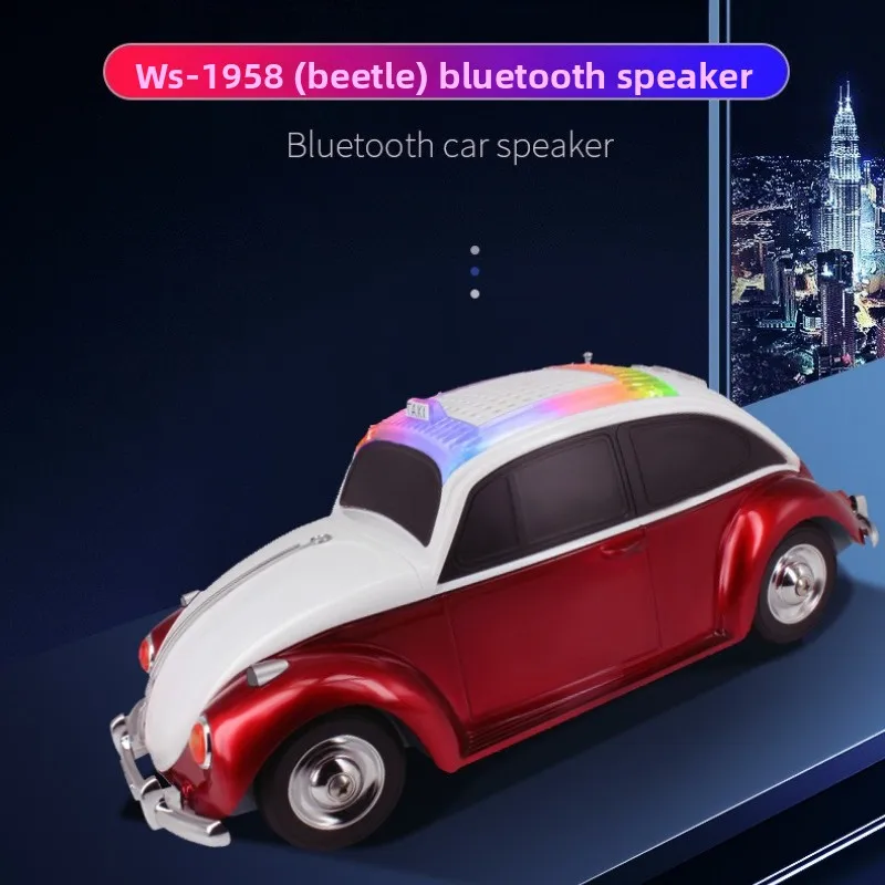 Beetle Car Model Bluetooth Speaker Home Audio Player Multi Playback Mode Toy Subwoofer Sound Device