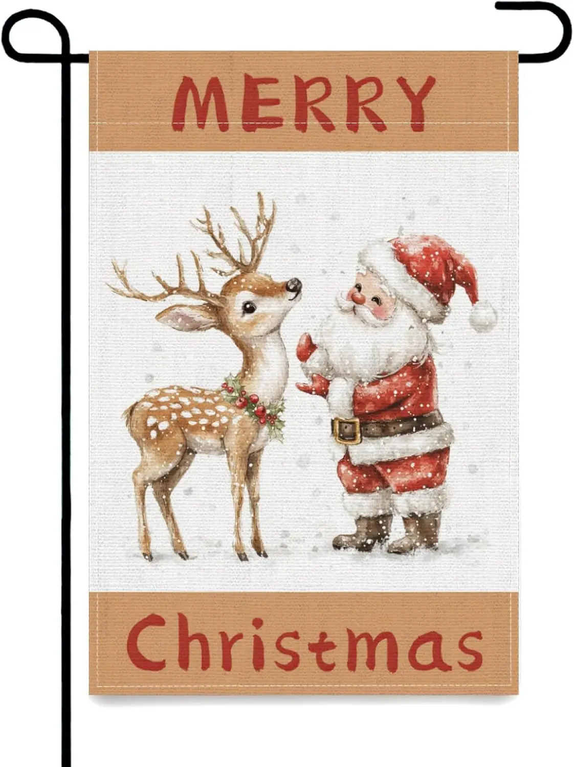 Santa Claus and Deer Garden Flag 12x18 Inch Double Sided Flags for Outside Farmhouse Yard Outdoor Decoration WWP zzo