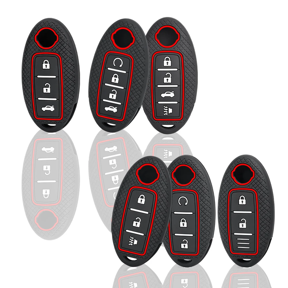 5 Buttons Silicone Car Key Case Cover Keyless Remote Fob Holder for Nissan X Trail T32 2020 Rogue Patrol Murano Htrail Maxima