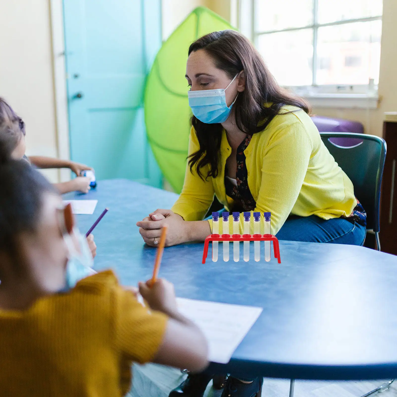 2 ensembles d'équipements de laboratoire pour enfants, tubes à essai en plastique, supports pour tubes à essai, bouchons, kit d'expériences scientifiques éducatives, chimie