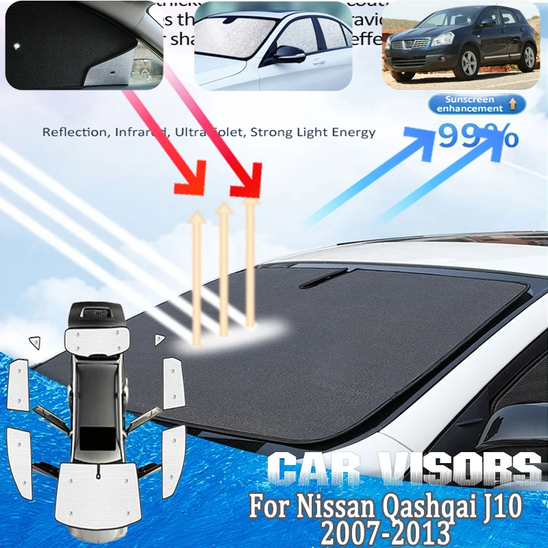 Car Window Shading For Nissan Qashqai 2008 Accessories J10 2007-2013 Sun Shades Anti-UV Privacy Heat Insulation Auto Accessories