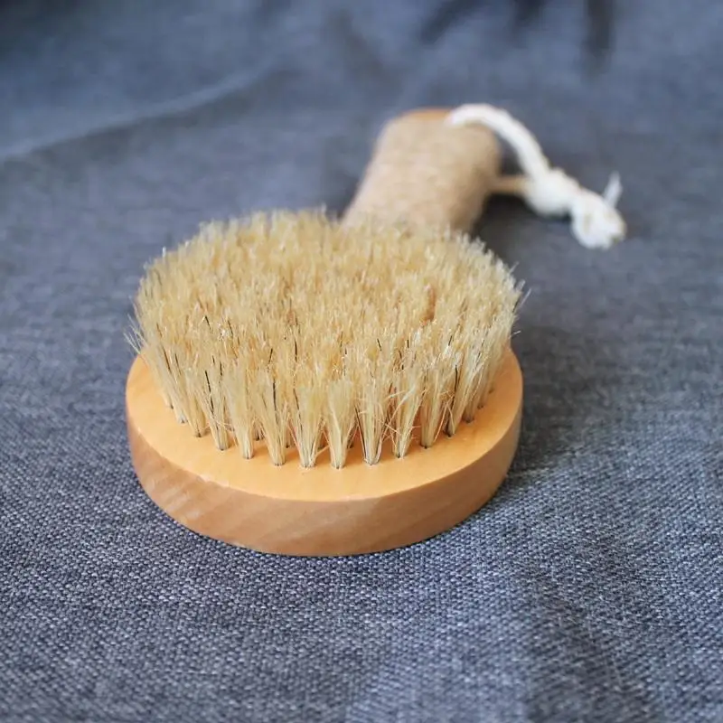 (N) Wooden Bath Brush With Bristles Handle For Shower Back Scrubber Body Exfoliator, Hanging,Massage Miracle