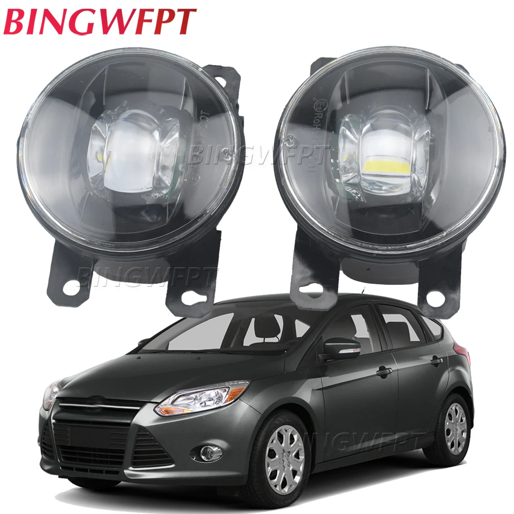 

2PCS Fog Light Assembly For Ford Focus MK2 MK3 2004-2015 Fiesta Focus Car Front Bumper LED Lens DRL Fog Driving Lamp 30W H11 12V