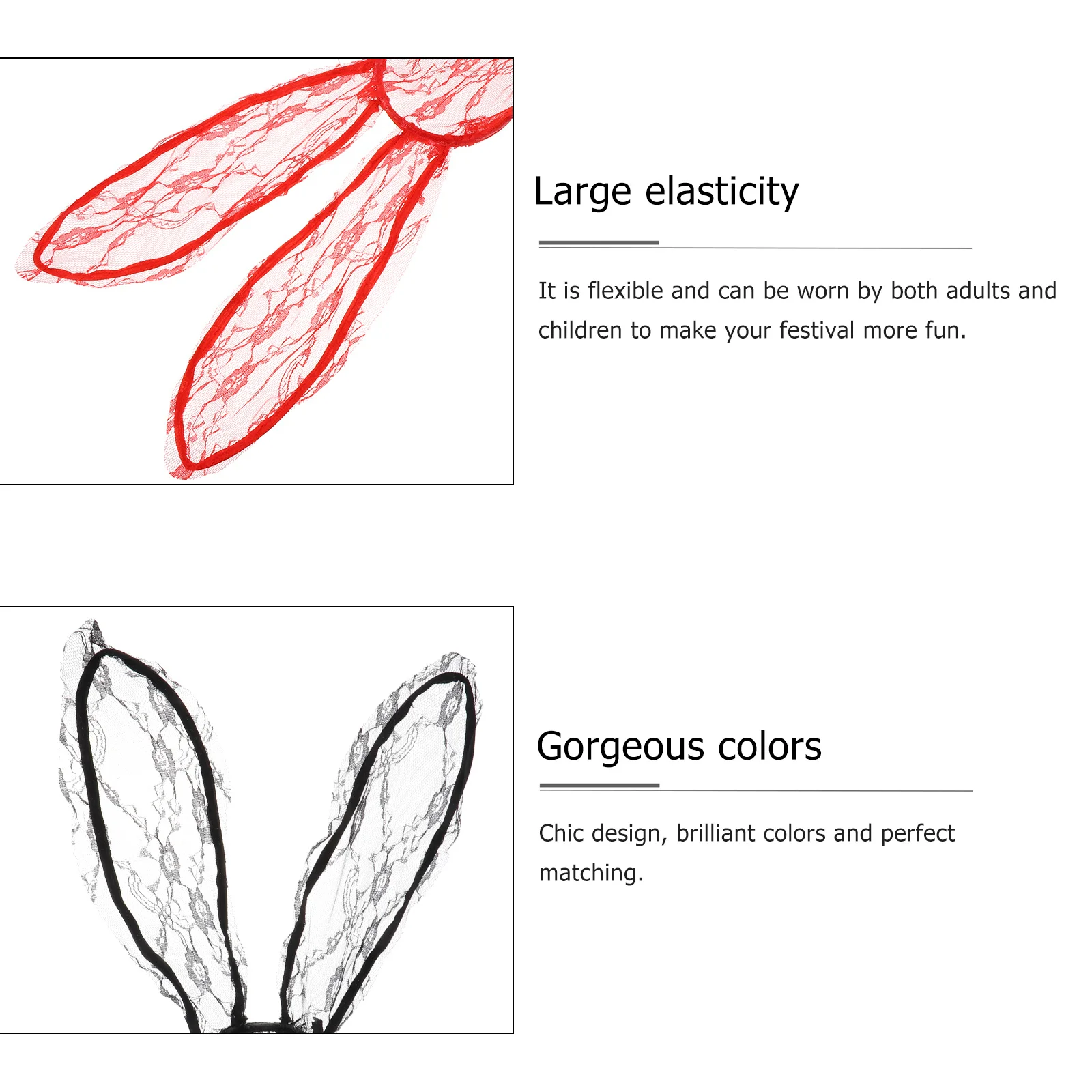 

3Pcs Rabbit Ear Lace Veil Headbands Female Hairband Party Cosplay Christmas Festival Creative Accessories Lace Veil Headband