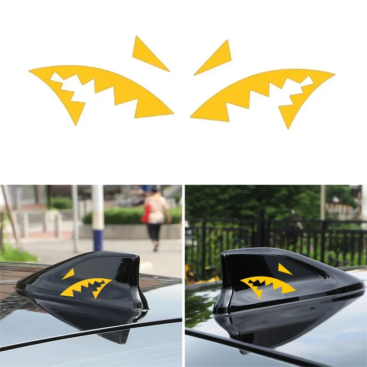 

2PCS New Fashion Shark Mouth Reflective Stickers Car Antenna Shark Fin Vinyl Decals Sticker Car Decoration Accessories