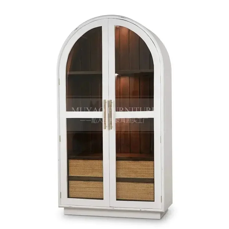 

Французский входной шкаф в стиле ретро, современный простой настенный декоративный шкаф для гостиной, американский арочный шкаф